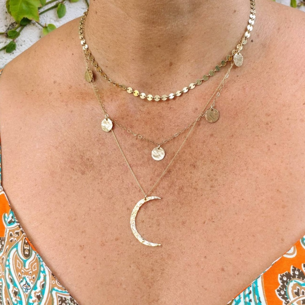 14k Gold filled Crescent Moon Layering necklass